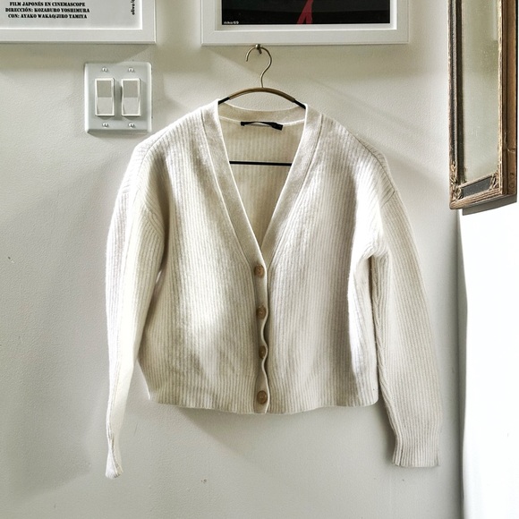 Jenni Kayne XXS Cropped Cashmere Cocoon Cardigan in White - Picture 4 of 6